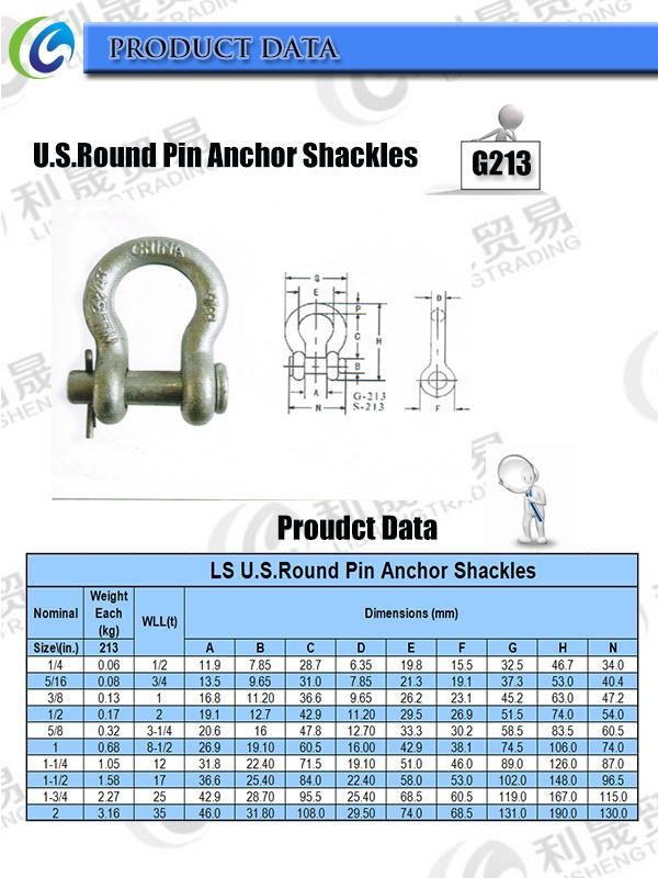 G2130 Round Pin Anchor Shackle (1/4-2)