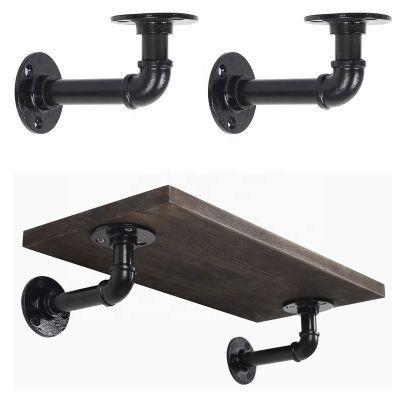 Retro Industrial Iron Pipe Shelf Bracket Wall Mount Shelf