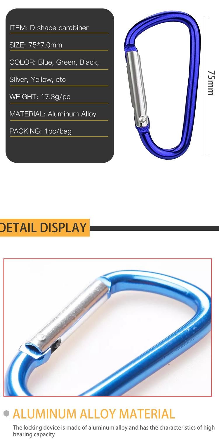 Higth Fashion D-Shape Print Logo Aluminum Carabiner for Promotional Gift