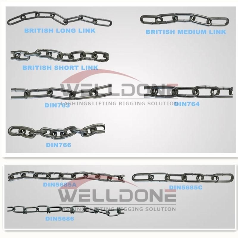 Carbon Steel Galvanized Double Loop Knotted Lifting Chain for Rigging Dog