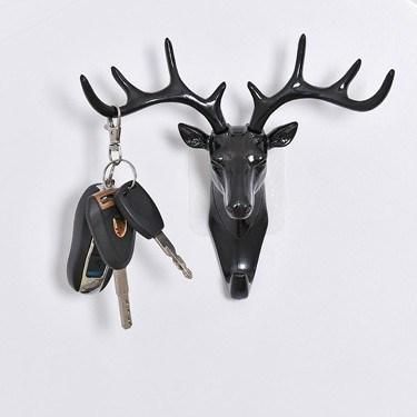 Household Wall Decorative Deer Head Antlers Single Hooks for Hanging Key Clothes Coat Hat Bags
