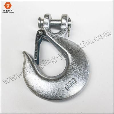 Heavy Duty Grade 70 Forged Steel Towing Winch Hook 3/8&quot; Clevis Slip Hook with Safety Latc