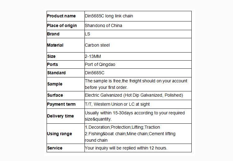 Best Price Galvanized DIN5685c Long Link Steel Chain