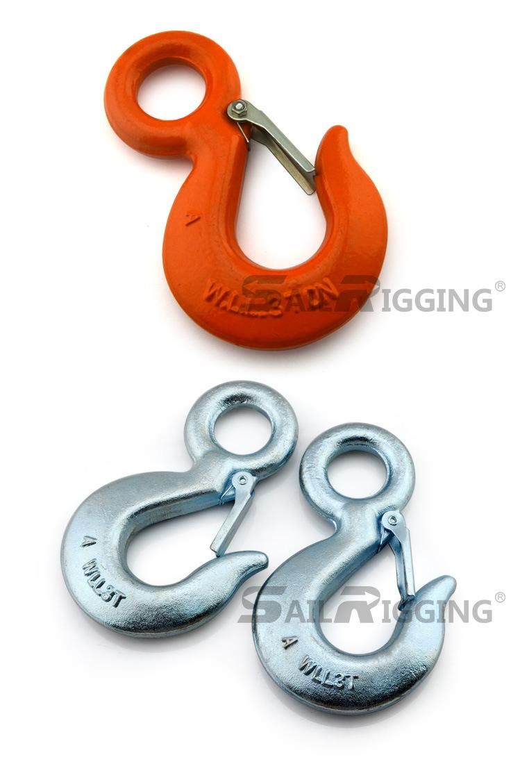 Us Type A320 Galvanized Alloy Steel Drop Forged Locking Lifting Eye Hook with Safety Latch