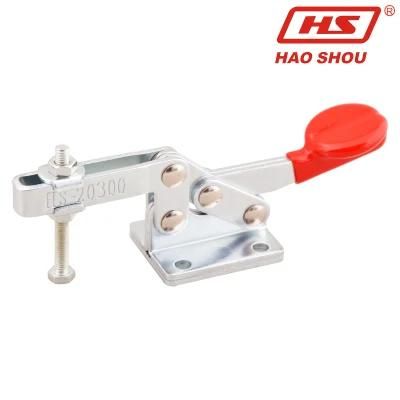 Haoshou HS-20300 Red Antislip Plastic Handle Steel Galvanized Horizontal Type Toggle Clamp for Woodworking