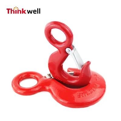 Red Painted G70 Alloy Steel Eye Hoist Hook with Latch