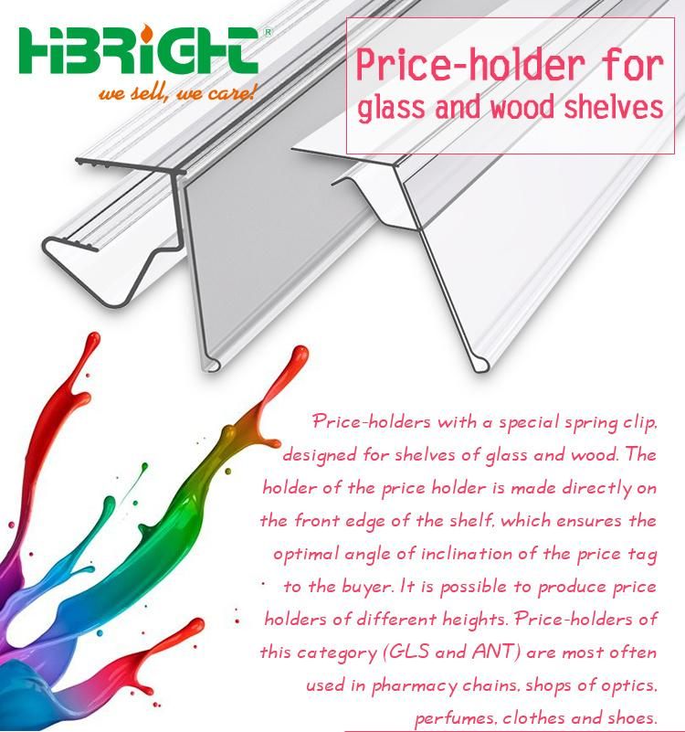 Transparent Plastic PVC Supermarket Shelf Price Tag for Shelves