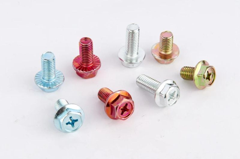 Hexagon Head Bolts with Cross Recessed, Customized No-Standard Hexagon Flange Bolts/Screws with Serrated/Carbon Steel Bolts