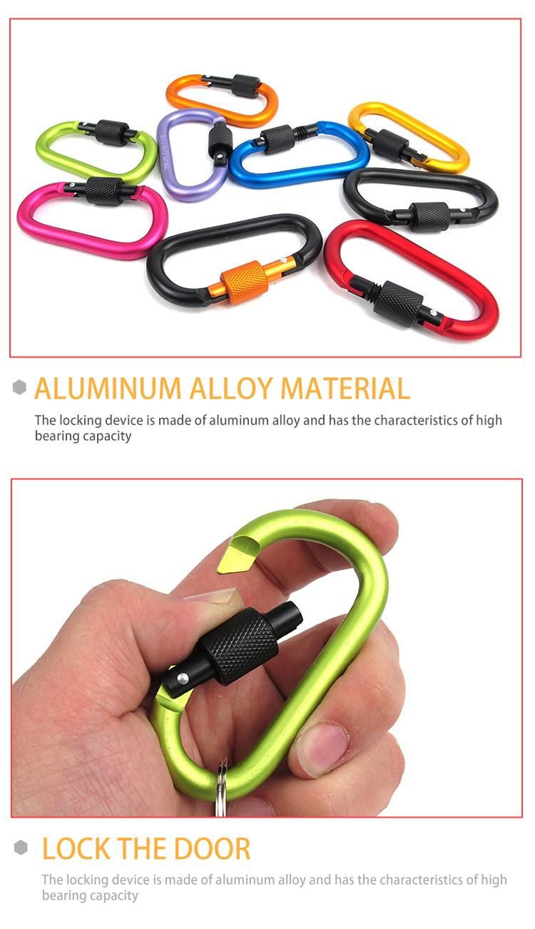 Factory Wholesale Locking Carabiner Climbing Carabiner D Shape Screw Gate Aluminum Carabiner