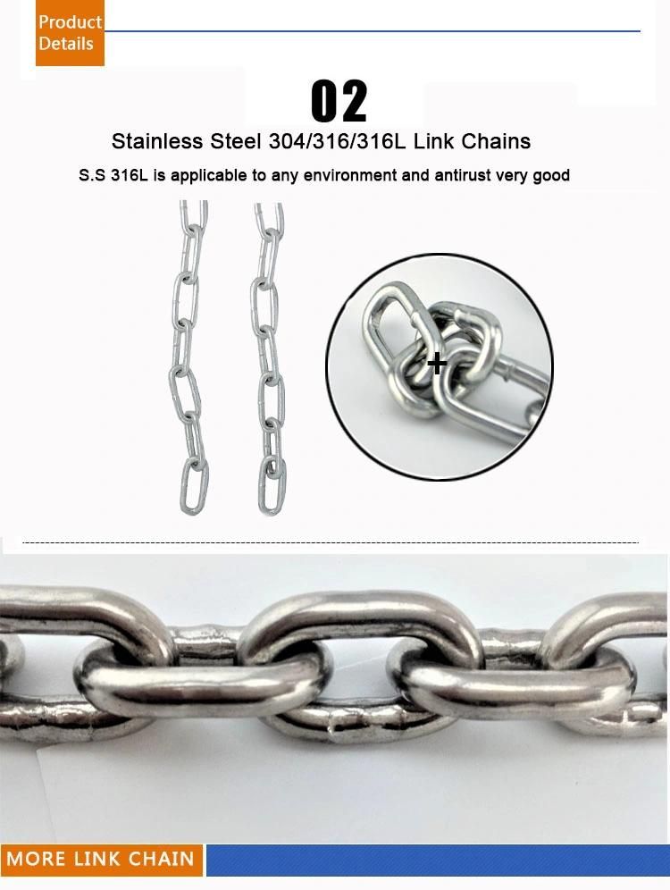 DIN763 Long DIN764 Medium DIN766 Short Galvanized and Stainless Steel Link Chain