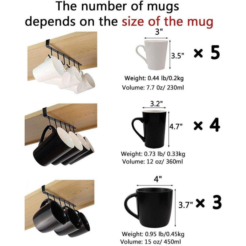 Cup Holder Under Cabinet Mug Hanger Hangers Under Shelf 6 Hook