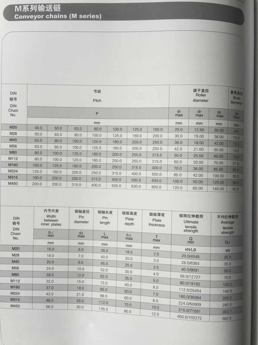 M Series Conveyor Chains for Machine