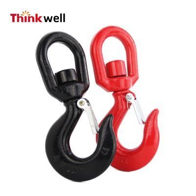 Heavy Duty G70 Red Paitned Swivel Crane Hook with Latch
