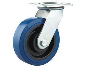 Heavy Duty Casters Blue Elastic Rubber Wheel Swivel Top Plate