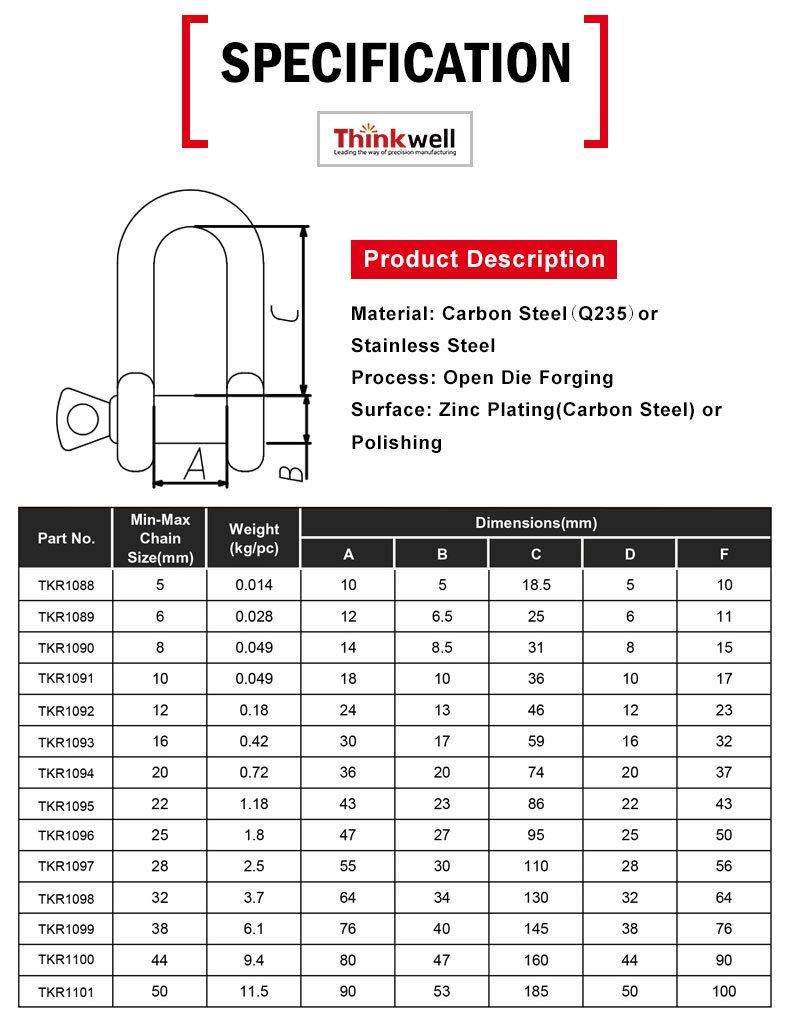 Thinkwell Forged Carbon Steel JIS Type Dee Shackle