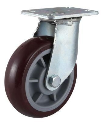 Heavy Duty PU Top Plate Swivel Caster Wheel (red)