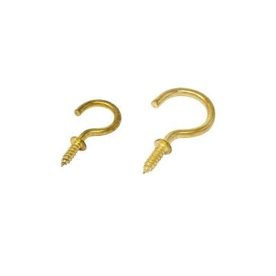 Metal Cup Hooks Screw Hook Brass Plated Hook