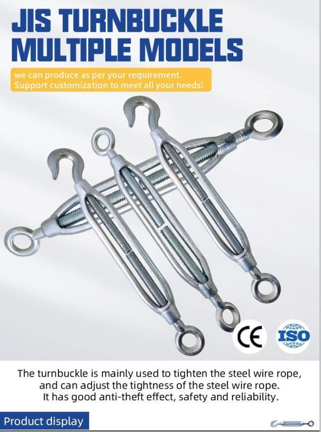 Galvanized Hook and Eye JIS Wire Rope Rigging Hardware Fitting Lashing Turnbuckle