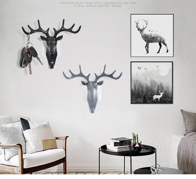 Household Wall Decorative Deer Head Antlers Single Hooks for Hanging Key Clothes Coat Hat Bags
