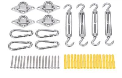 Sunshade Hardware Kit for Rectangular and Square Shade Sails Turnbuckles, Pad Eye, Carabineers, Screws, Expansion Anchor Bolts Wyz14548