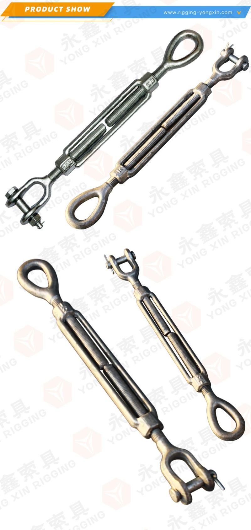 DIN 1480 Galvanized Drop Forged Eye Jaw Turnbuckle