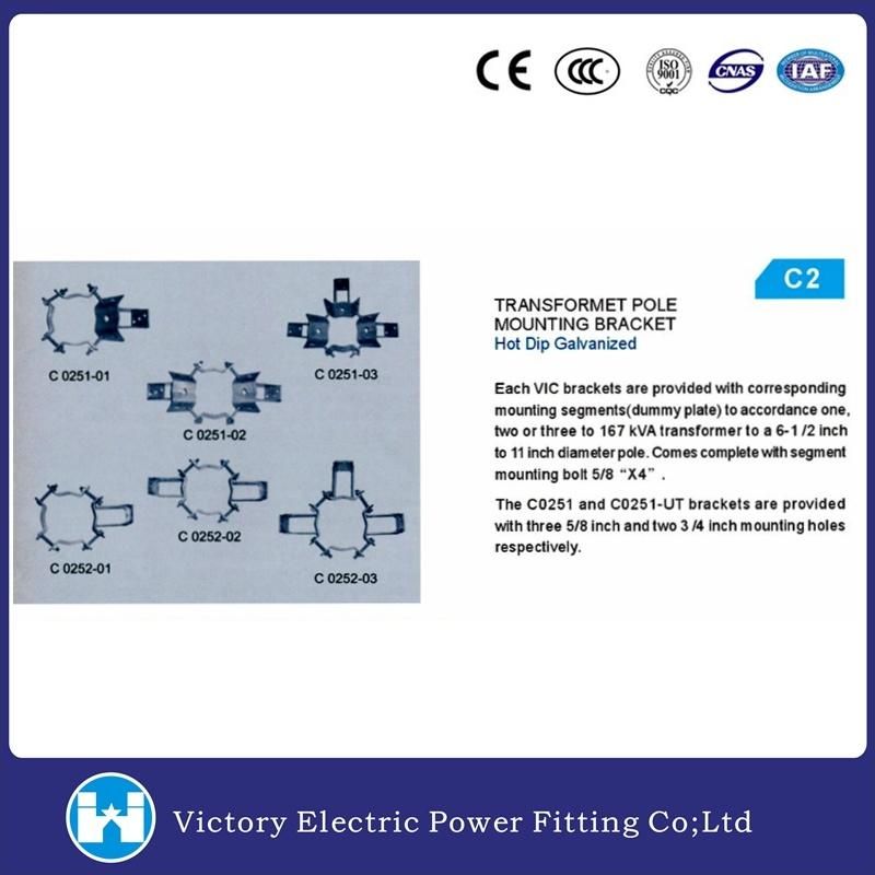 Pole Line Hardware Fitting Galvanized Transformer Pole Mounting Bracket