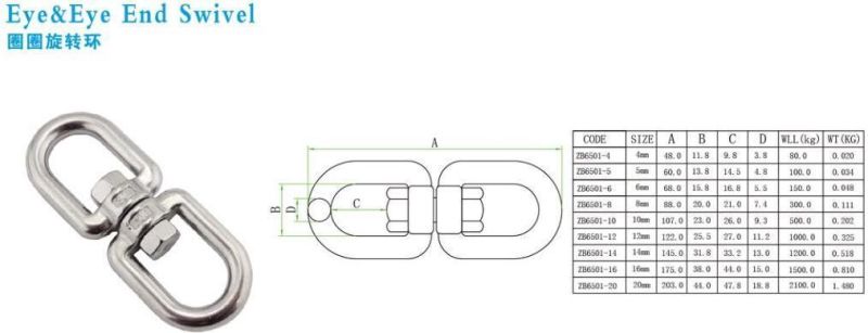 Stainless Steel Jaw and Eye Swivel Rigging Hardware