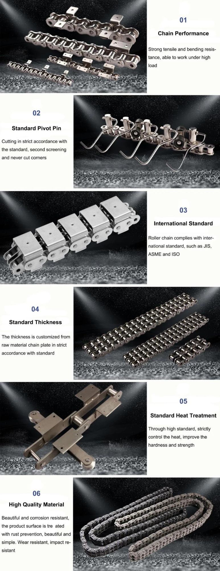 ISO DIN Industrial a Series Short Pitch Precision Conveyor Chains Roller Chain with Straight Plate