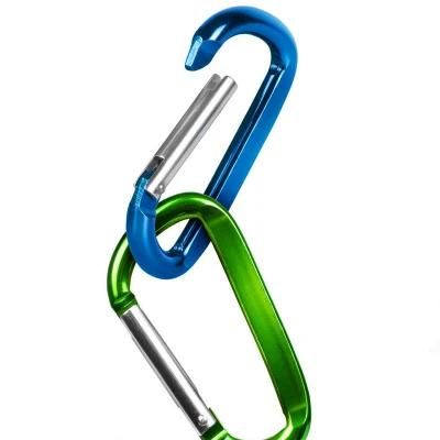 Stock No MOQ Custom Wholesale 48mm D Shape Carabiner Keychain Mini Aluminum Carabiner for Promotion Gift