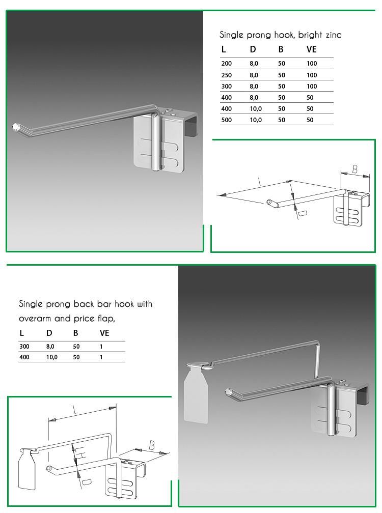 Supermarket Display Fixtures Wire Hook