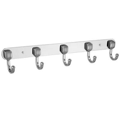 Stainless Steel 304 Towel Hook Rack Coat Hook Rail Wall Mounted with 5 Heavy Duty Hooks