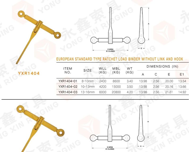 Forged Standard Ratchet Type Chain Load Binder Without Llink and Hook