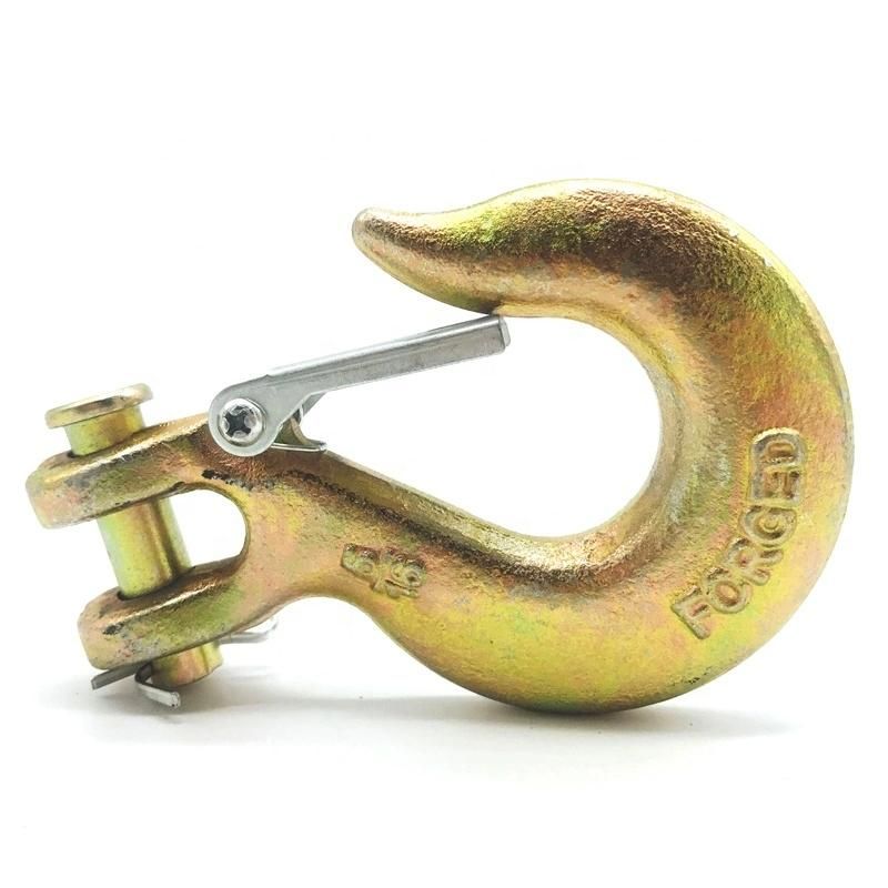 G70 Zinc Plated Crane Lifting Drop Forged Eye Grab Hook with Safety Latch