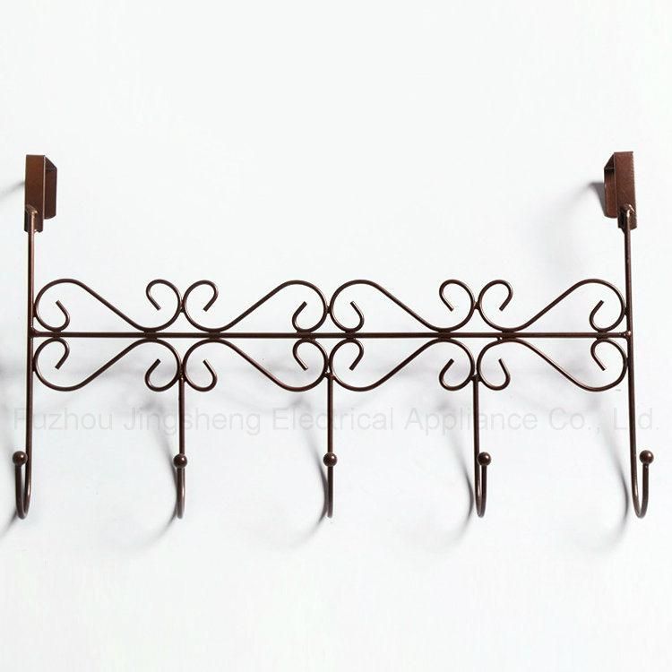 Metal Clothes Hook Rack Over Door 5 Garment Hook