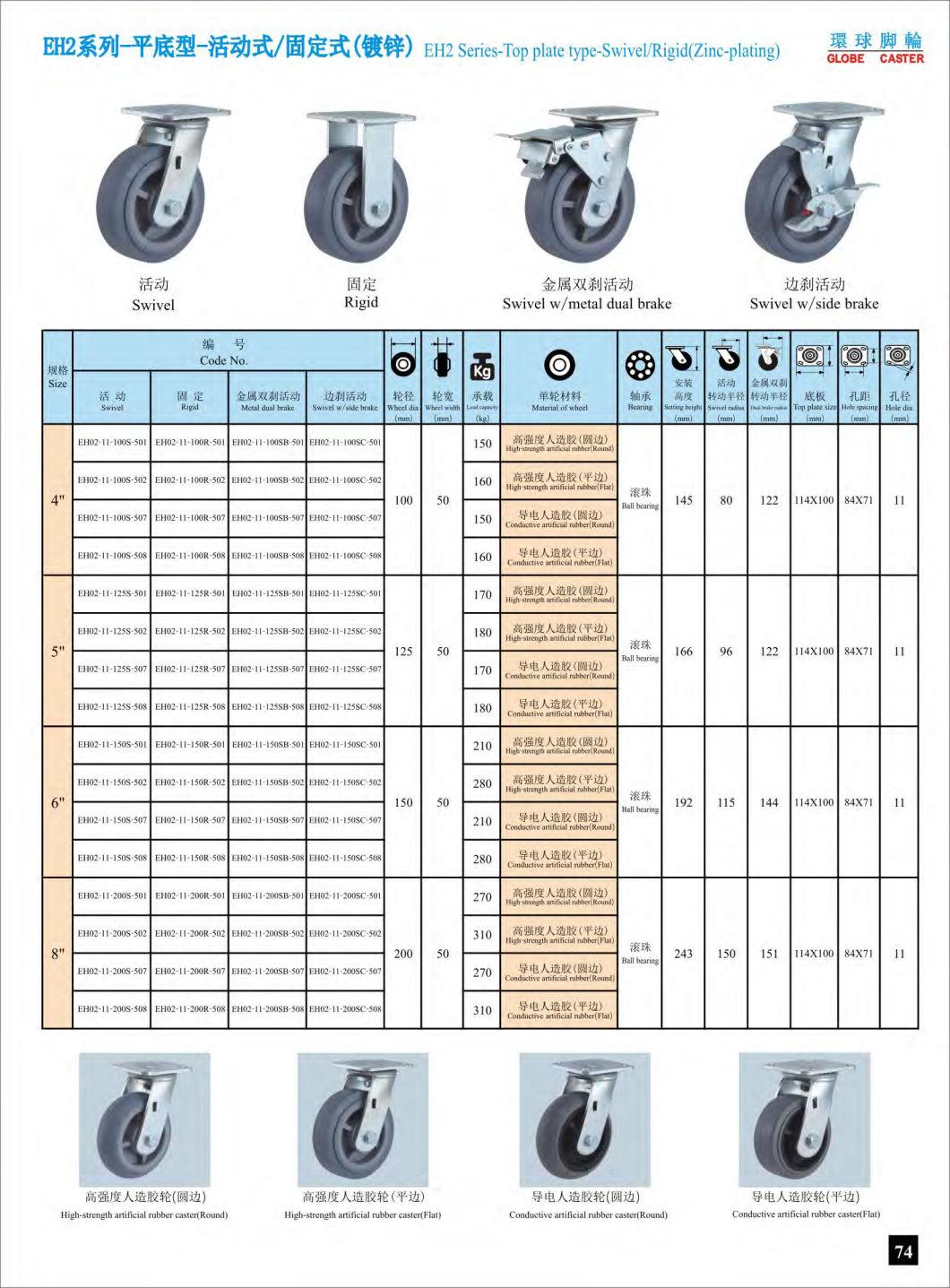 Heavy Duty Industrial TPR Casters Wheels Swivel Dual Brake