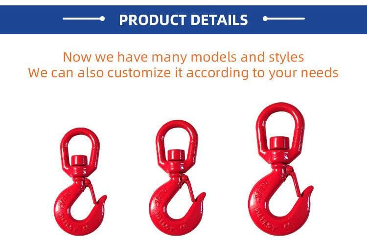 High Tensile Red G80 Eye Forged Crane Rigging Alloy Steel G80 Swivel Selflock Hook for Lifting