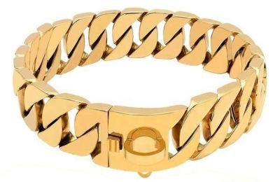 Gold Hardware Stainless Steel Cuban Dog Choker Dog Collar Dog Chains Bulldog Doberman