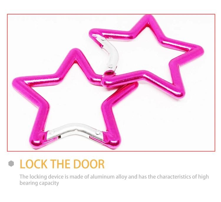 High Quality 65mm Muliti-Colored Aluminum Alloy Star Shaped Carabiner