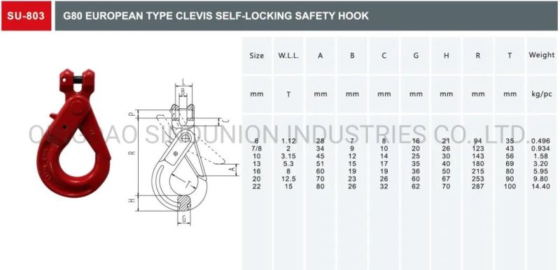 G80 European Type Clevis Self-Locking Safety Hook