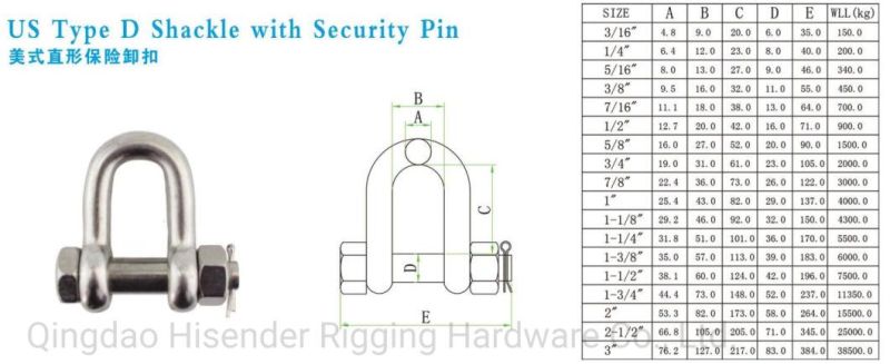 Rigging Hardware Lifting Anchor Screw Pin Chain G210 D Shackle