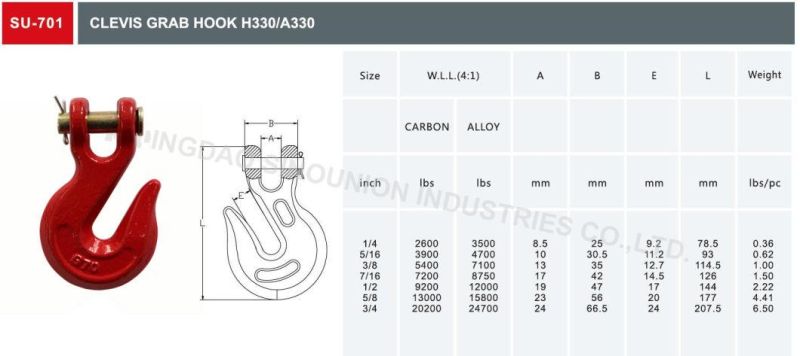 Clevis Grab Hook H330 A330