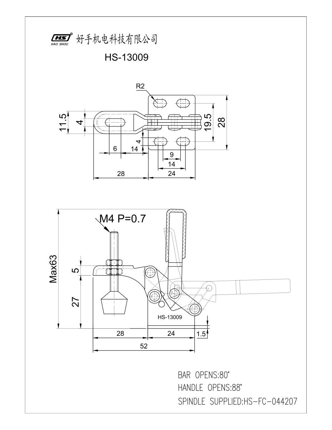 Haoshou HS-13009 Hold Down Quick Release Vertical Adjustable Toggle Clamp for Wood Products