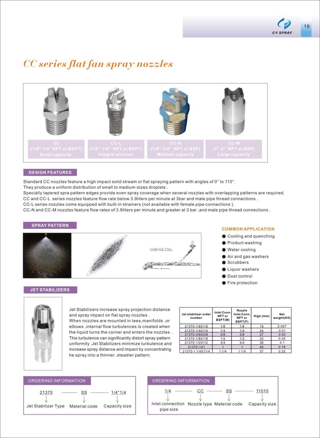 110 ° Hvv Type Spray Flat Fan Nozzle