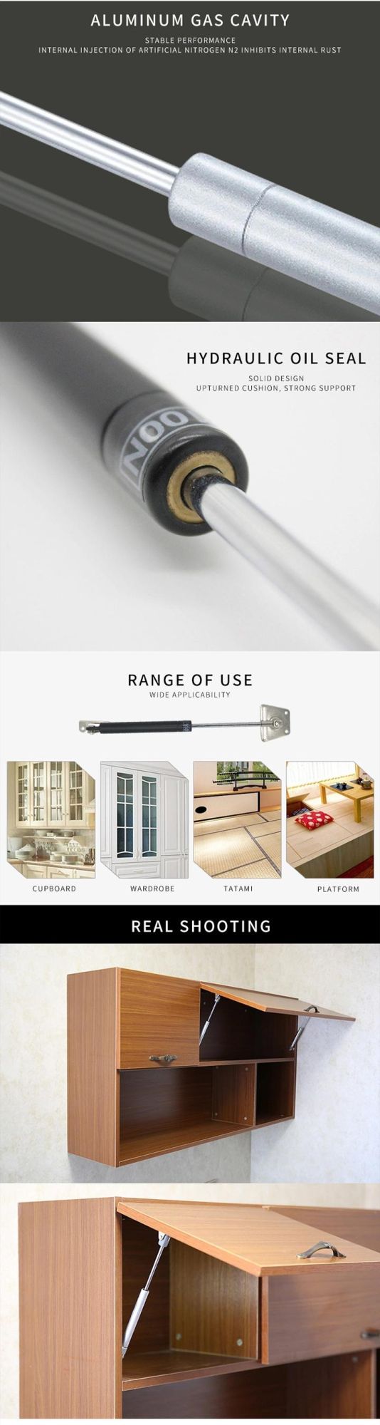 Copper Core Furniture Hardware Cabinet Support for Kitchen Cabinet Wall Cupboard Gas Spring