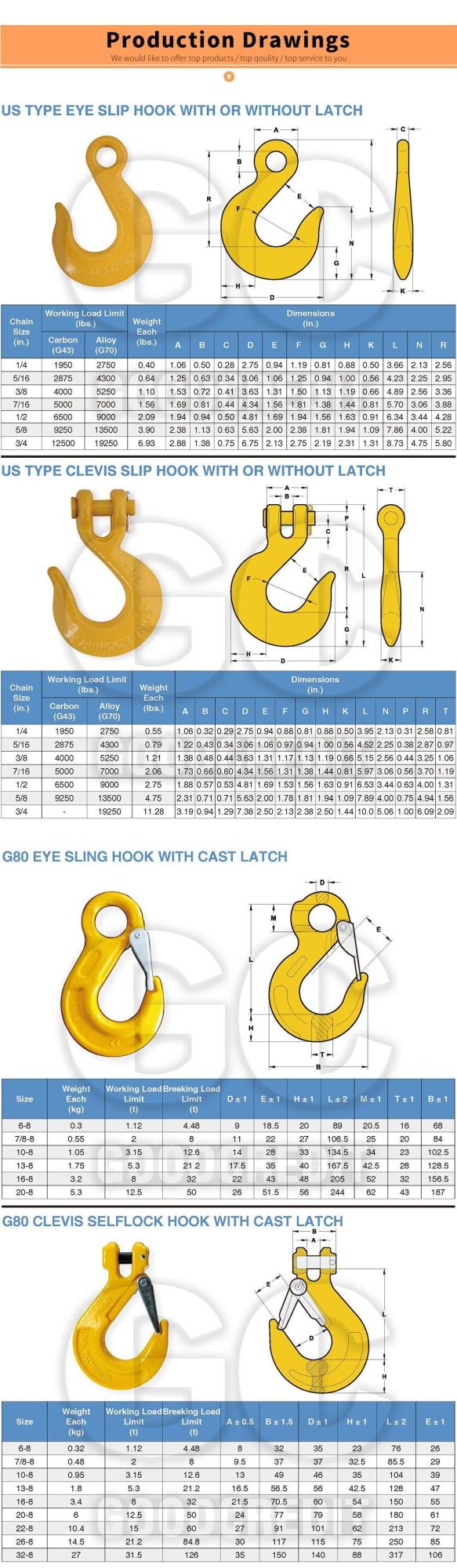 G70 Forging Galvanized Clevis Slip Hook with Latch