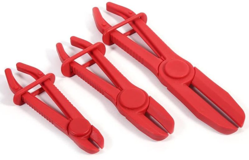 3PCS Flexible Hose Clamps Line Clamp Hose Pinch off Pliers Set, Plastic Flexible Hose Clamp Pliers Tool Set Brake Fuel Water Line Clamps Plier Kit Hands Tools