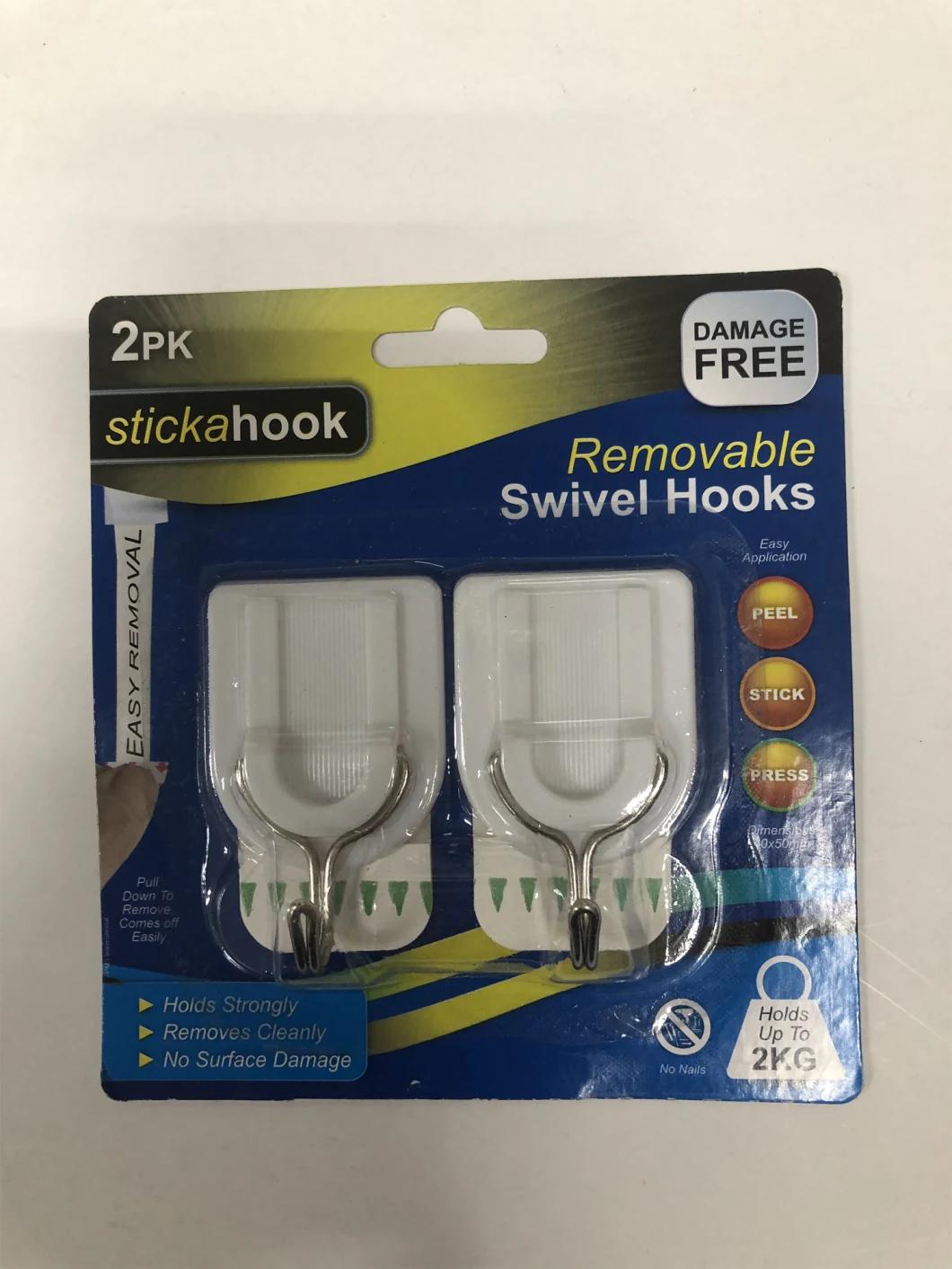 4 Mobile and Rotatable Square Plastic Hooks for Household Use