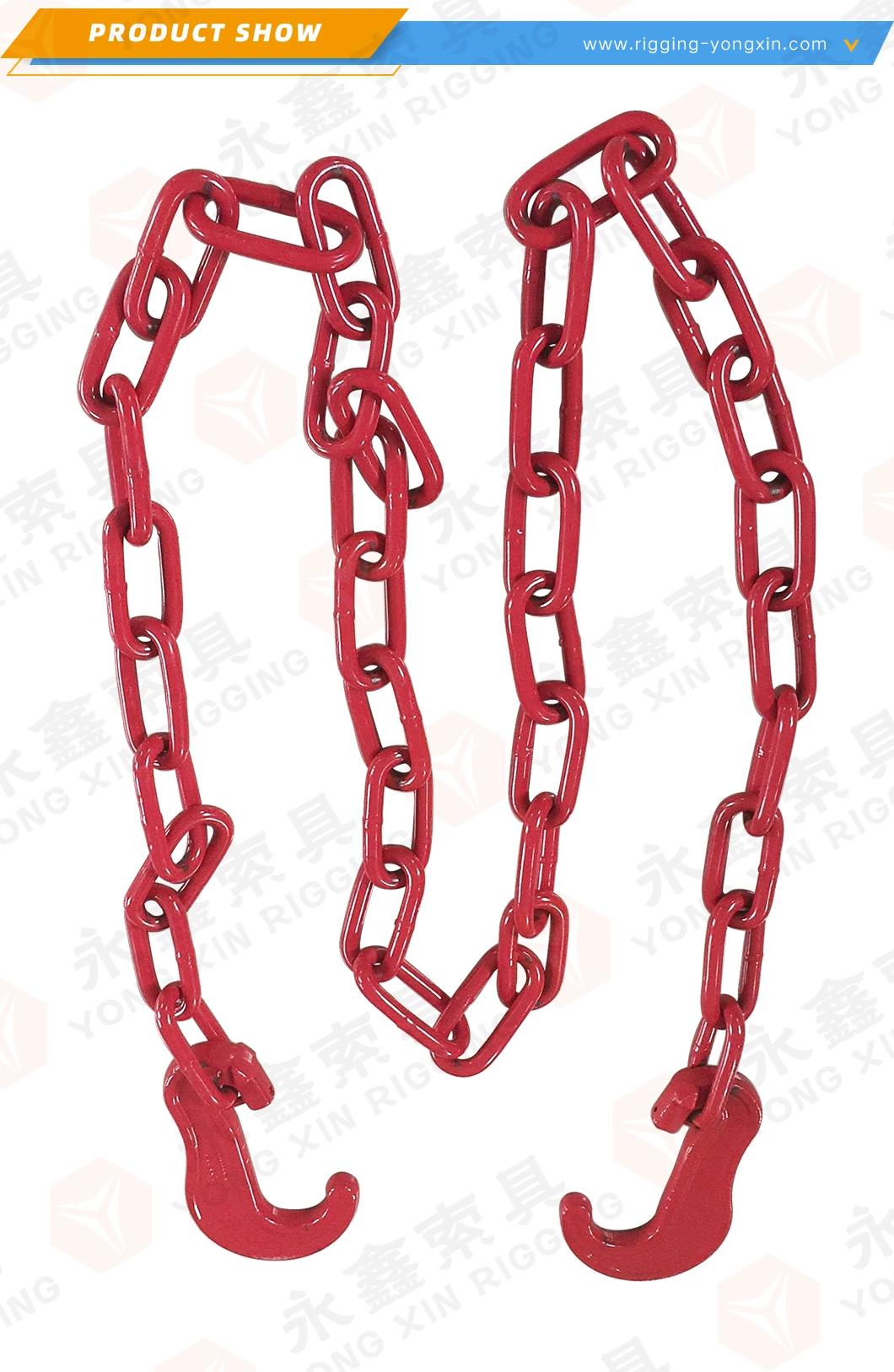 G80 Load Lashing Chain with One Flat Hook at Both End in Rigging Hardware Painted with Hook