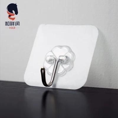 Wall Mounted Square Stainless Steel Self Adhesive Hook Transparent Hanger Hooks for Kitchen Bathroom Accessories