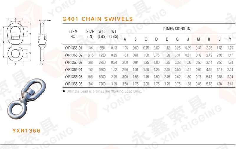 Us Type Drop Forged G403 Jaw End Swivel for Chain Accessory